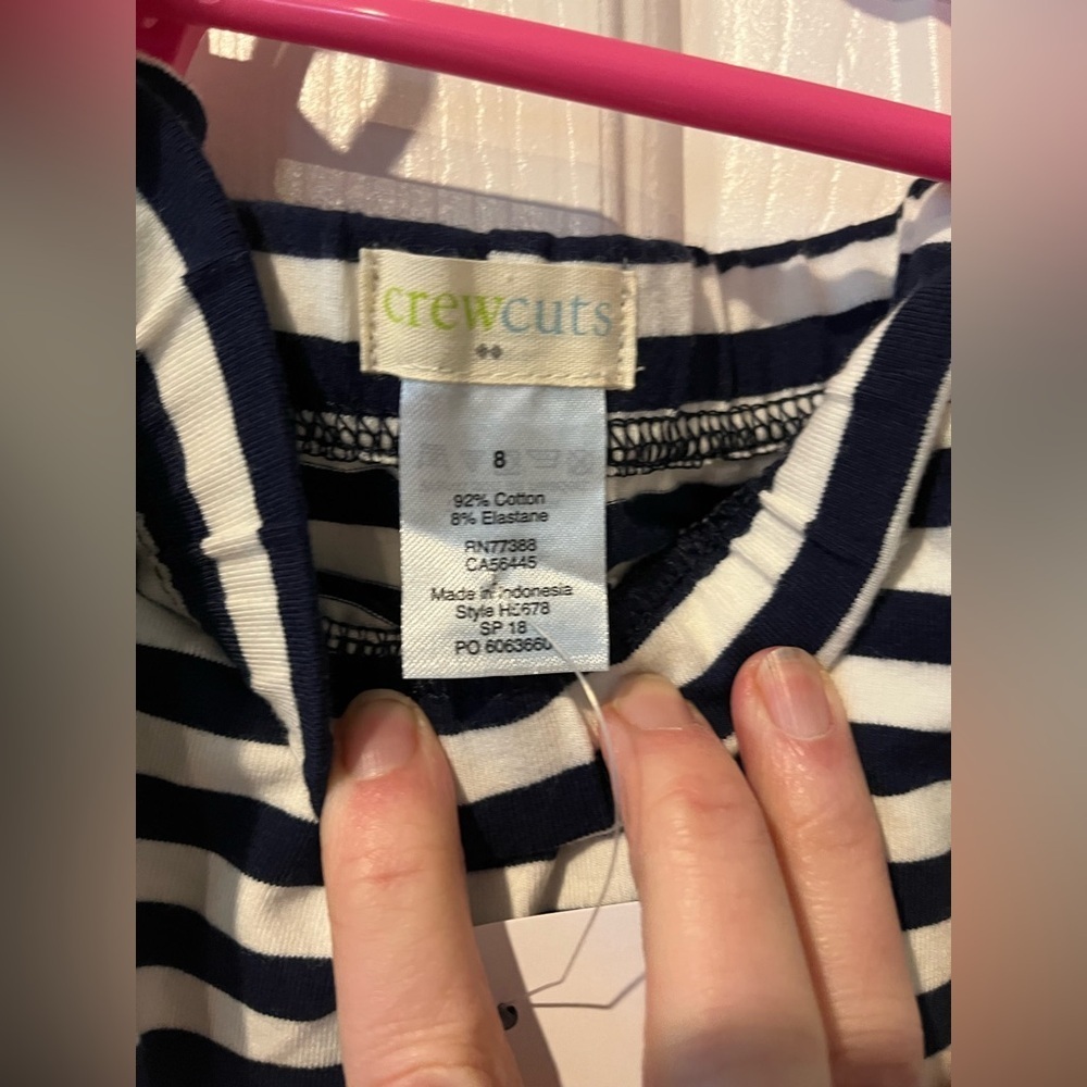 Size 8 J Crew crewcuts navy/white striped capri leggings - Picture 3 of 4